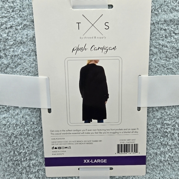 Thread & Supply Soft Teddy duster Plush Cardigan Grey Mist XXL - Picture 6 of 9